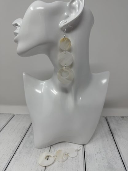 Shell Earrings (3 Tier, Silver)